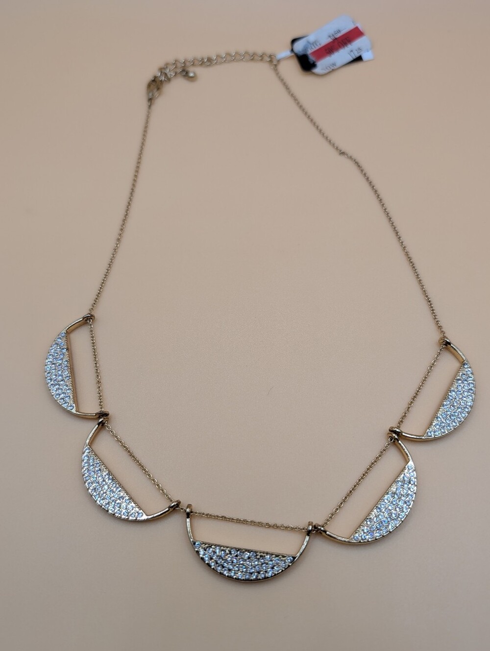 Macy's INC Goldtone Sparkly Pave-Set Necklace NWT